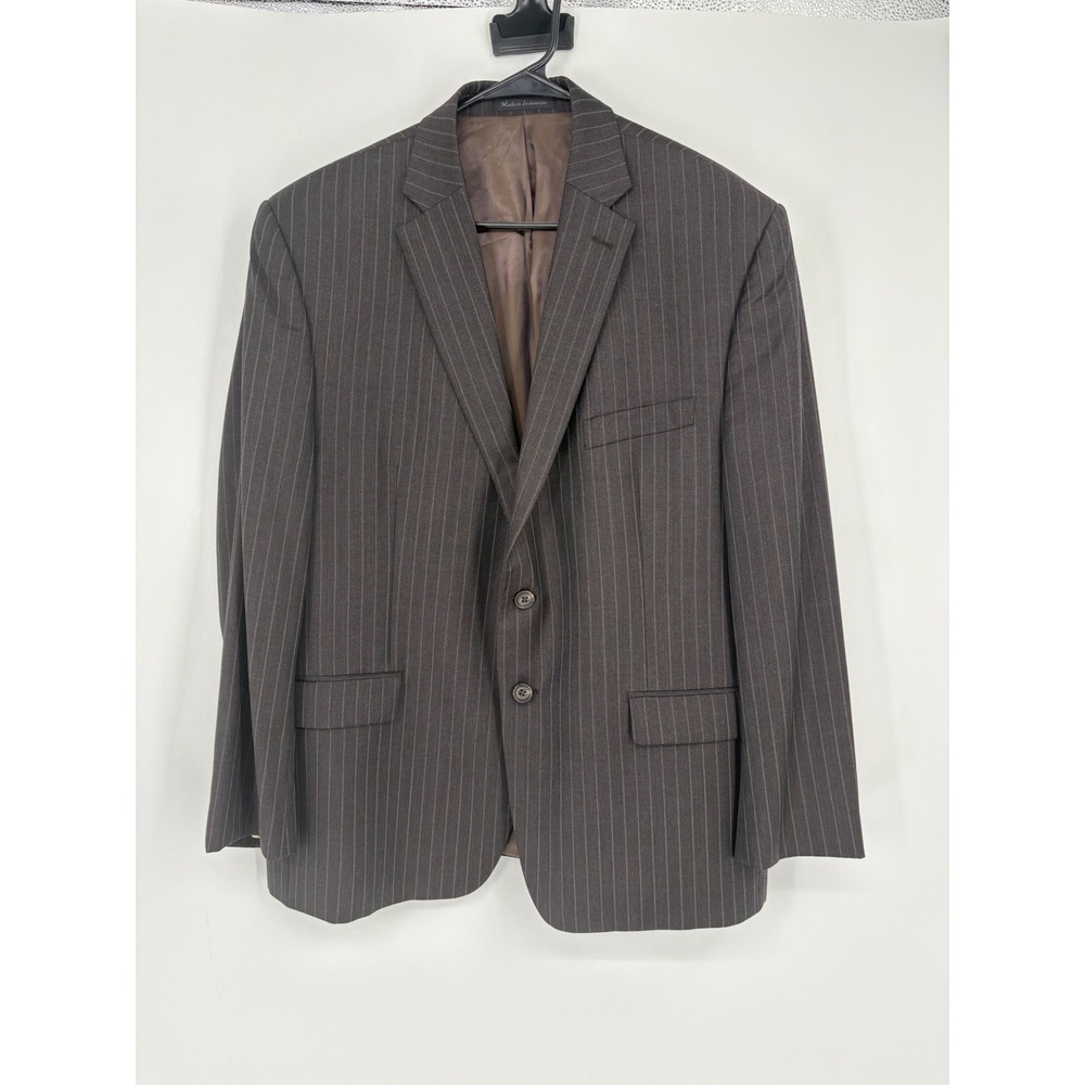 Lauren Ralph Lauren Suit Jacket Mens 44S Brown Pinstripe 100% Wool Blazer Coat